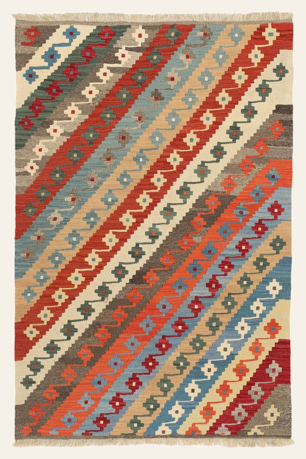 Kelim Teppich Rot Creme, 125 × 182 cm