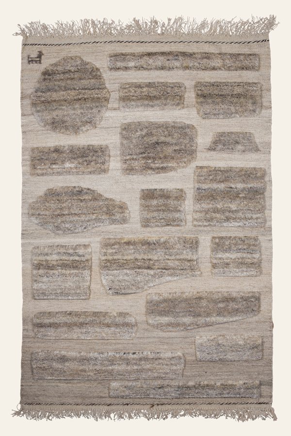 Gabbeh Kelim Teppich aus ungefärbter Schurwolle, 100 × 150 cm