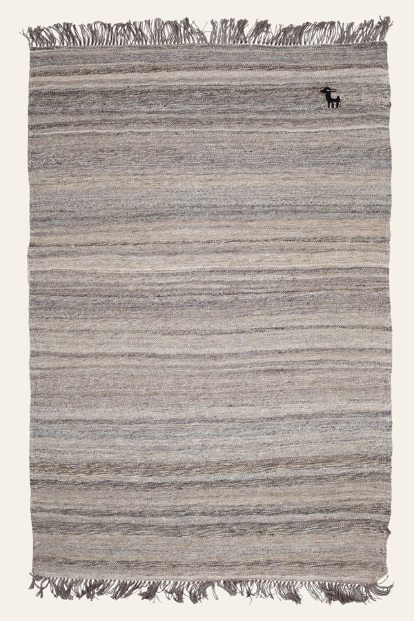 Kelim Teppich Grau Beige aus ungefärbter Schurwolle