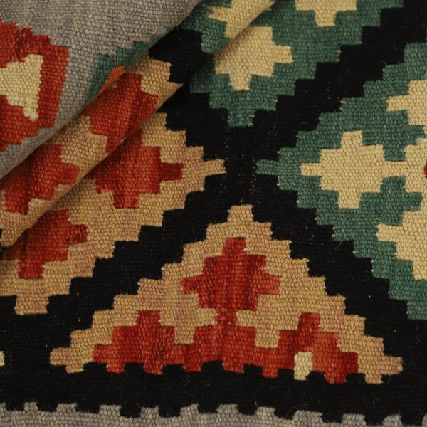 Kilim Rug in Black and Green, view 7