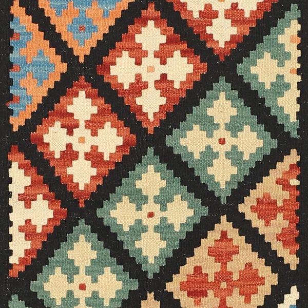 Kilim Rug in Black and Green, view 5