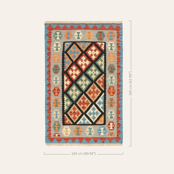 Kilim Rug in Black and Green, view 2