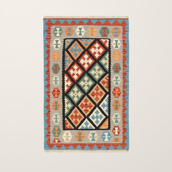 Kilim Rug in Black and Green, view 9