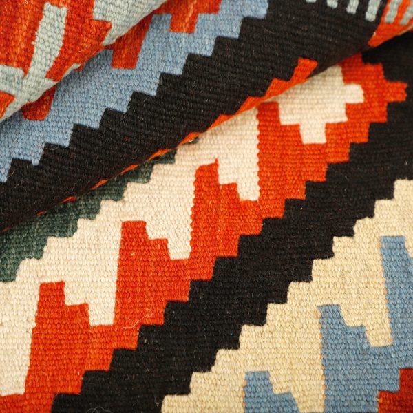 Kilim Rug in Red and Light Blue, view 6