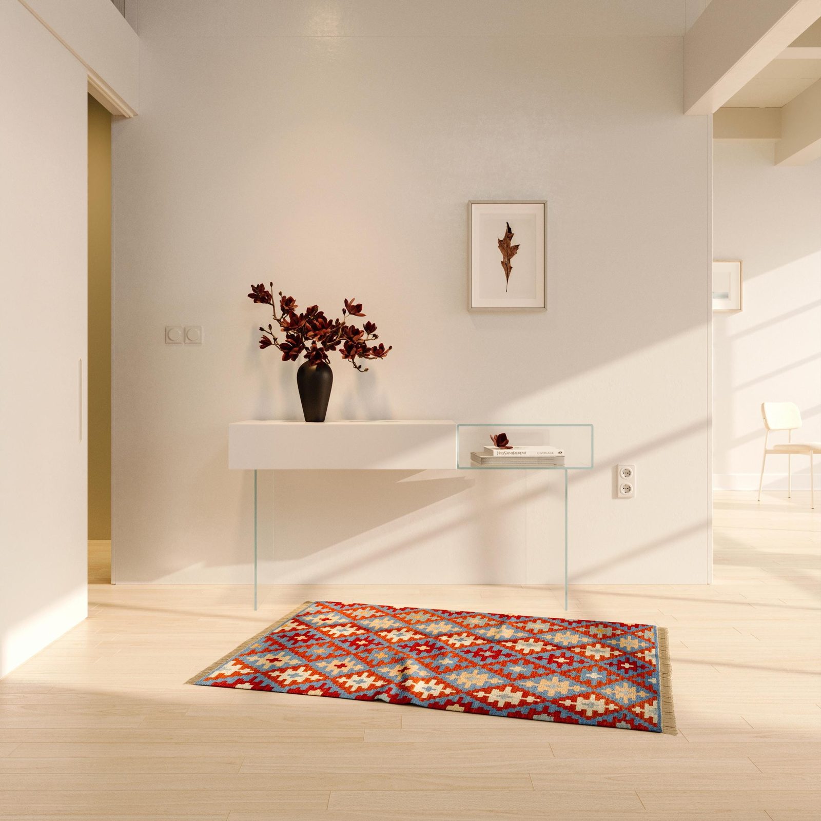 Kilim Rug in Red and Blue, view 1