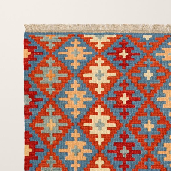 Kilim Rug in Red and Blue, view 5