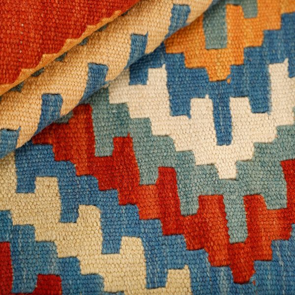Kilim Rug in Blue and Red, view 4