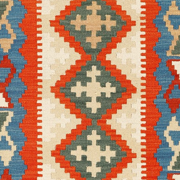 Kilim Rug in Red and Blue, view 6