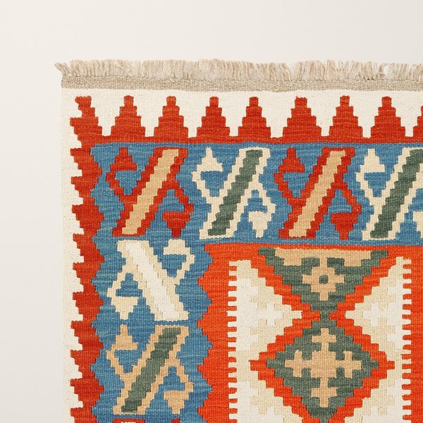 Kilim Rug in Red and Blue, view 4