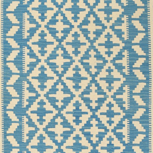 Nahaufnahme der Rauten in Blau und Creme