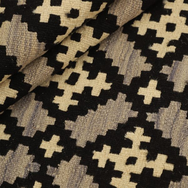 Kilim Rug in Black and Cream, view 7