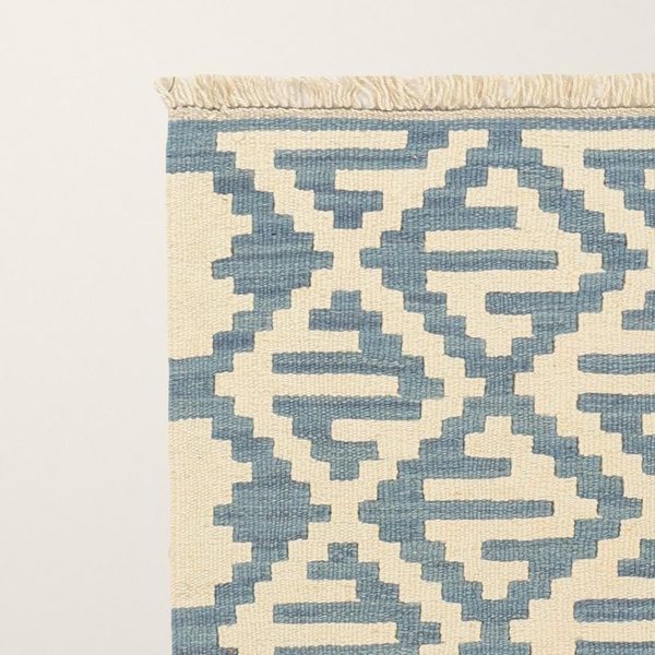 Small Kilim Rug in Blue and Cream, view 5