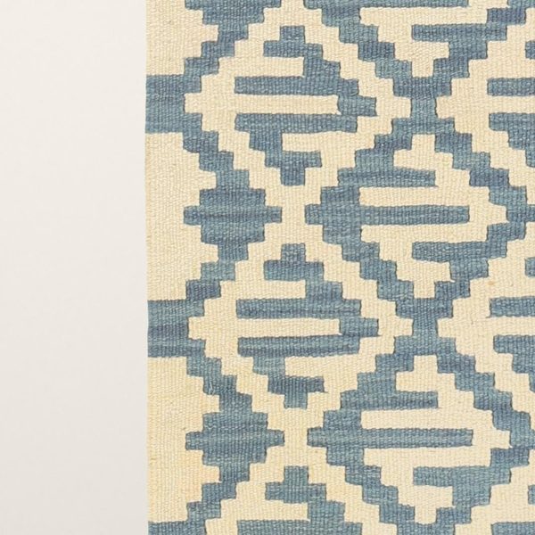 Small Kilim Rug in Blue and Cream, view 7