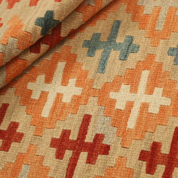 Small Kilim Rug in Orange and Beige, view 6