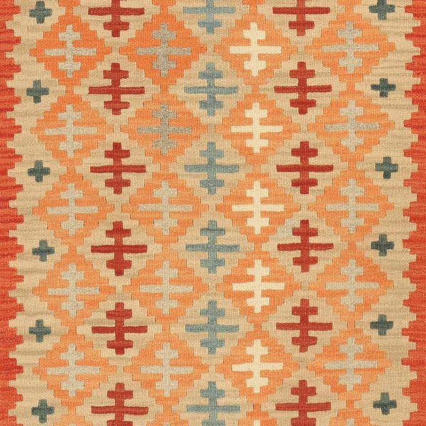 Small Kilim Rug in Orange and Beige, view 4