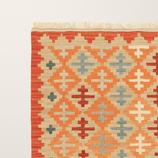 Small Kilim Rug in Orange and Beige, view 5