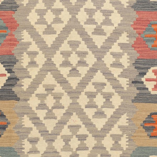 Kilim Rug in Grey and Orange, view 5