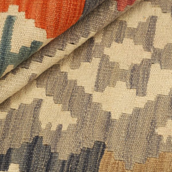 Kilim Rug in Grey and Orange, view 6