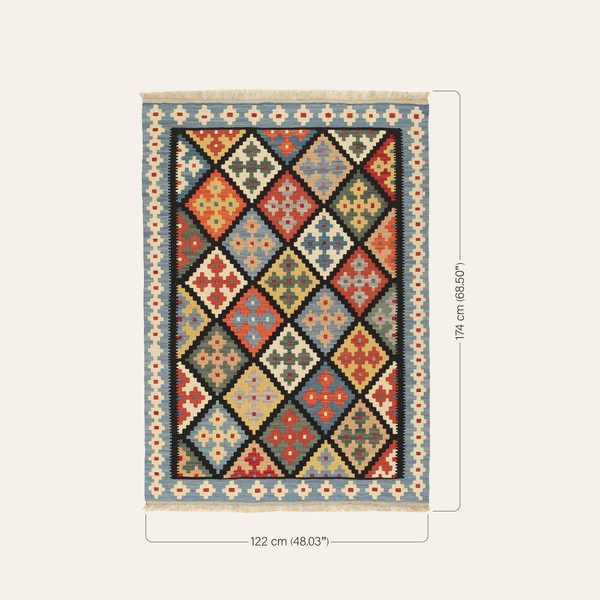 Colourful Kilim Rug in Black, view 3