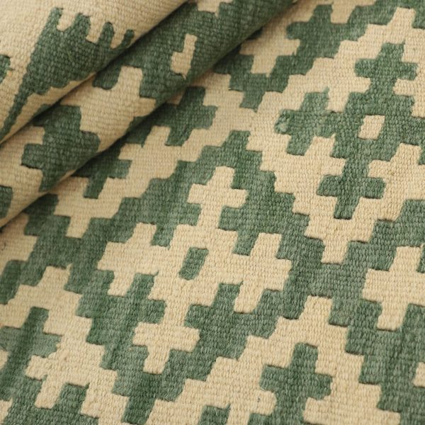 Kilim Rug in Green and Cream, view 4