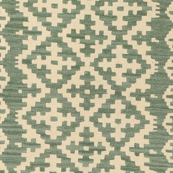 Kilim Rug in Green and Cream, view 6