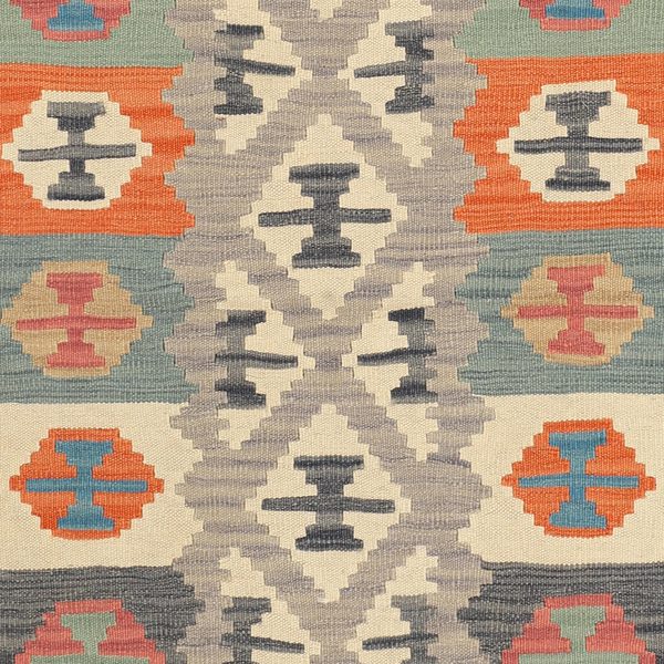 Nahaufnahme: Sechsecke in Orange, Grau und Creme