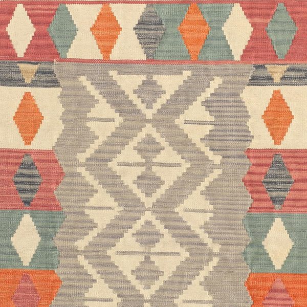 Bordüre mit Rauten in Orange, Creme und Grau